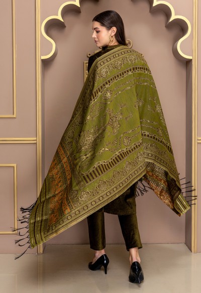 GREEN BANARSI DUPATTA SET